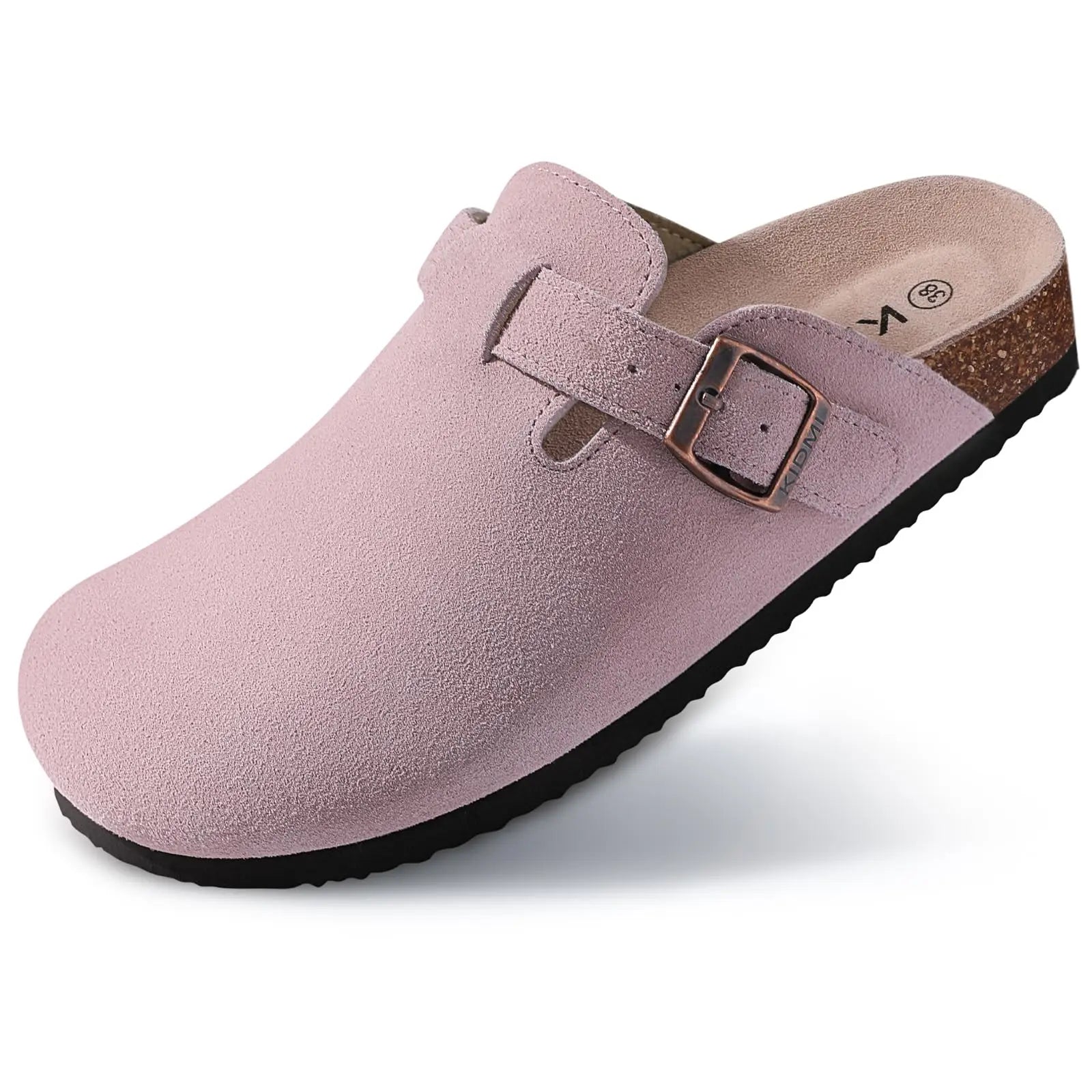 Kidmi Men Clogs Slippers New Suede Clogs For Women Summer Vacation Cork Clogs Slippers Nonslip Casual Home Slipper Double Buckle