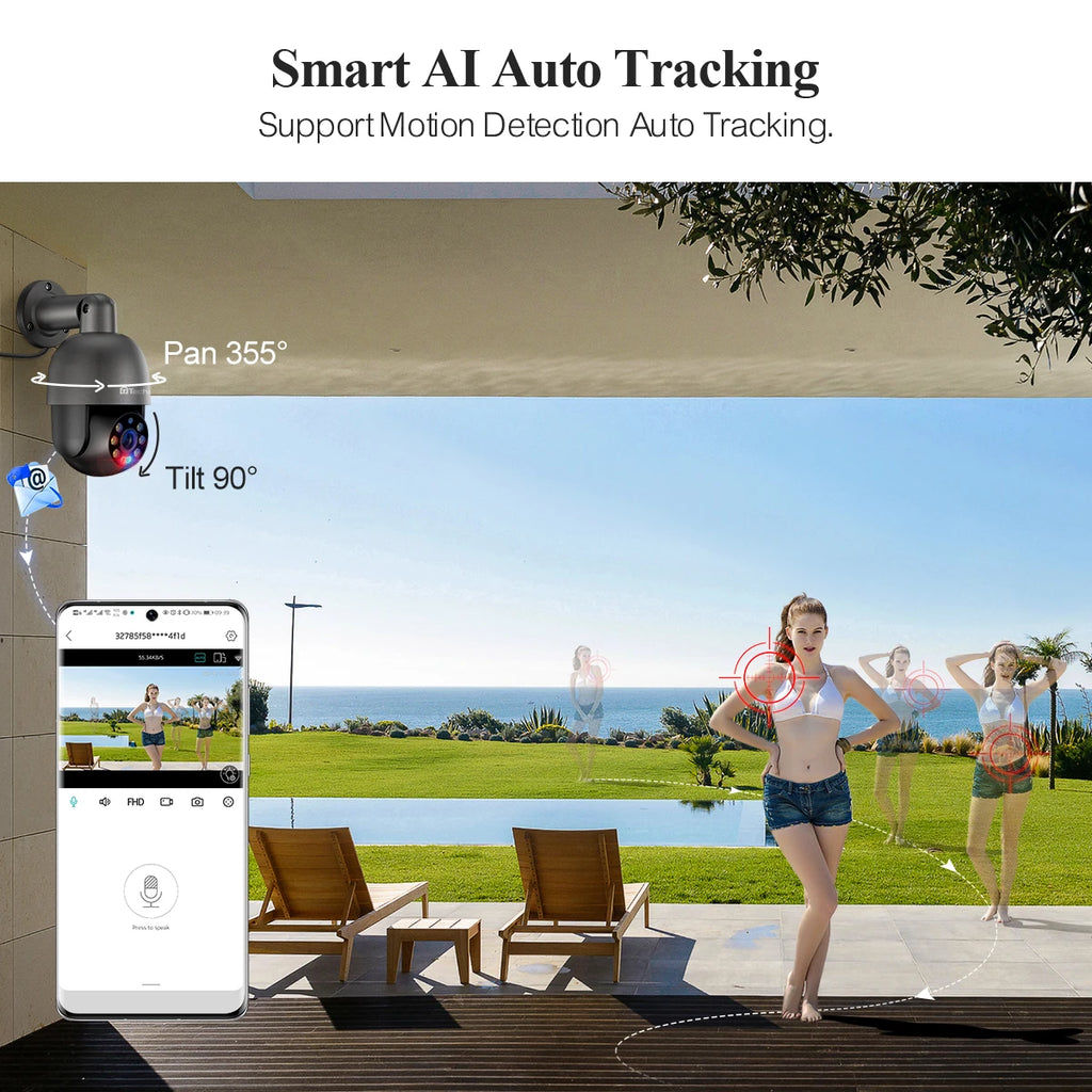 Techage UHD 4K 5MP 8MP IP Camera Red-Blue Light Alert Human Detection Night Vision PoE Security CCTV camera Protection Video