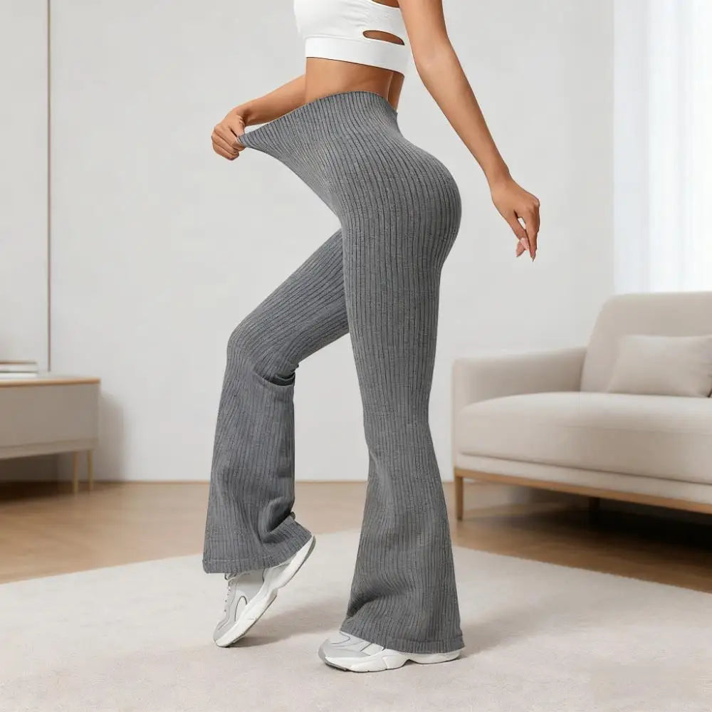 Seamless High-Waisted Flare Pants Autumn Winter Women Trousers Yoga Clothes Stretchy GYM Flare Leg Tummy Control Slim-Fit Pants