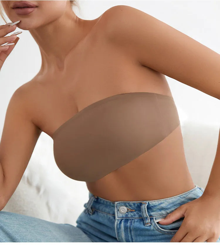 1Pc/3Pcs/Pack New Design Removable Padded Soft Ice Silk Traceless Women Wire Free Seamless Bra For Women Strapless Bra