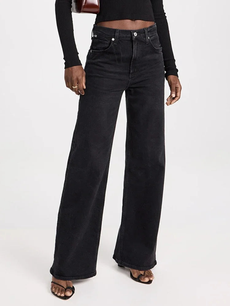 2025 Female Straight Leg Jeans Women Low Rise Stretch Gray Denim Pants Lady Solid Color Daily Office Cheap Long Jeans Trousers