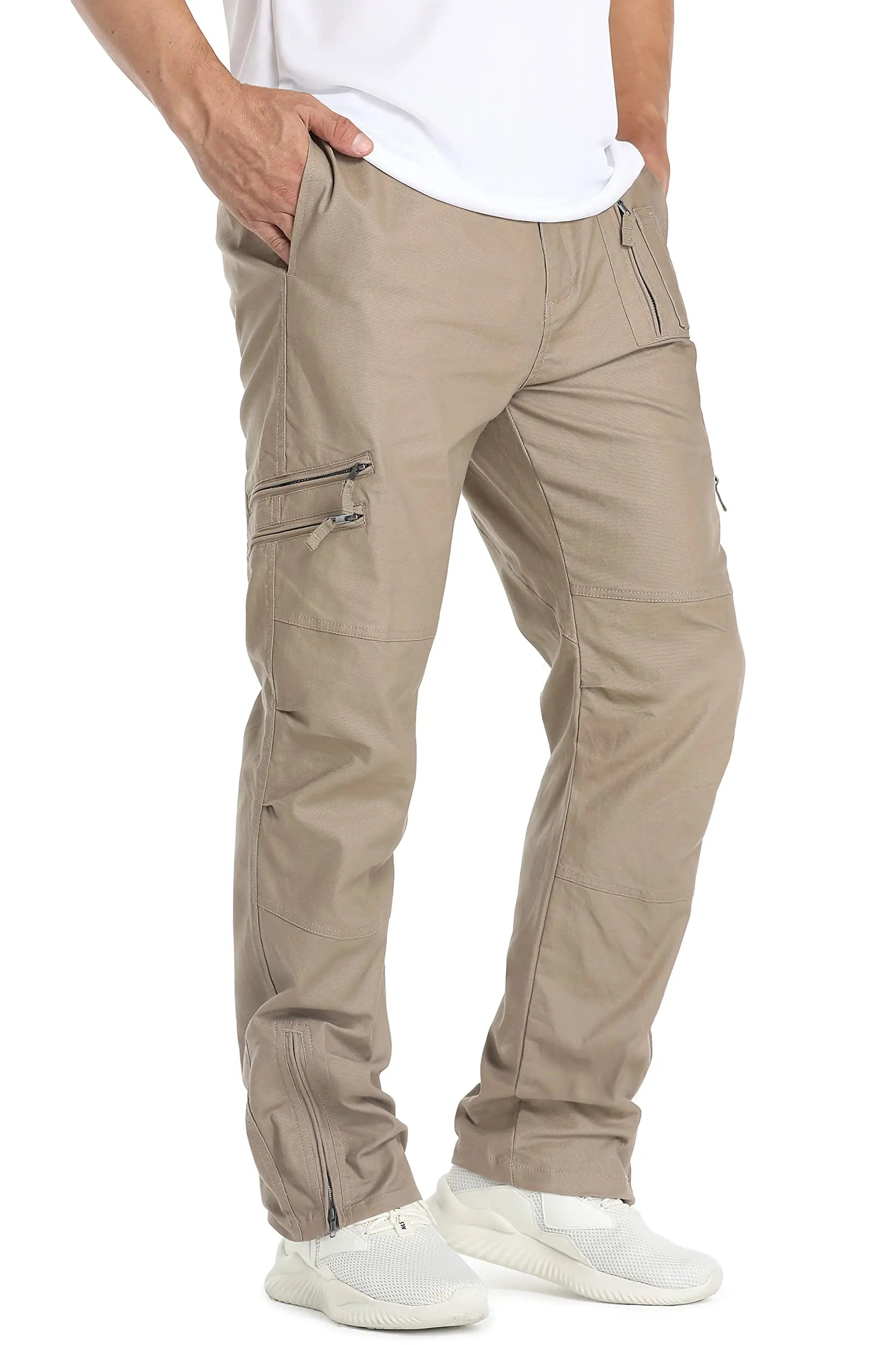 TACVASEN Safari Ripstops Multi-Pockets Work Pants Mens Outdoor Cargo Pants Spring Autumn Casual Cotton Hiking Combat Trousers