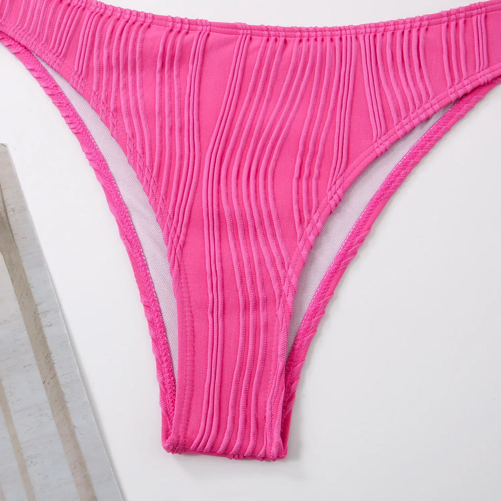 2025 Wrinkled Crinkled Bikini Women Swimwear Female Swimsuit Two-pieces Bikini Set High Cut Bathing Suit Swim Beach Wear Lady