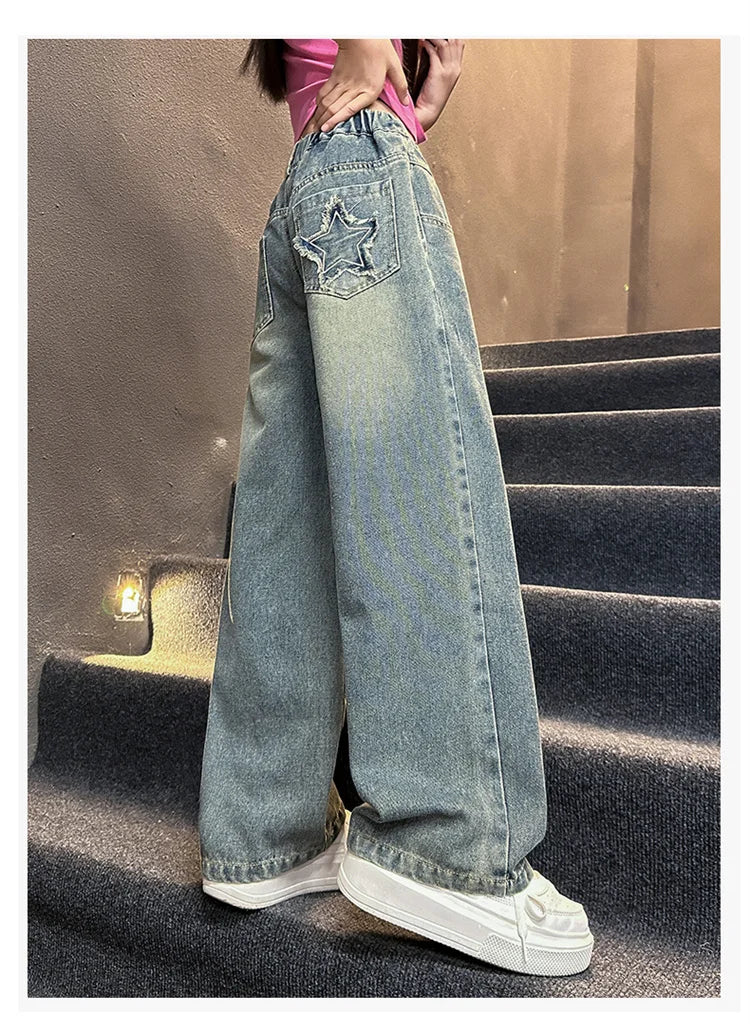 Korean Style Children Insulated Jeans for Girl Baby Warm and Thick Thermal Denim Pants for Girls Autumn Winter Trousers for Kids