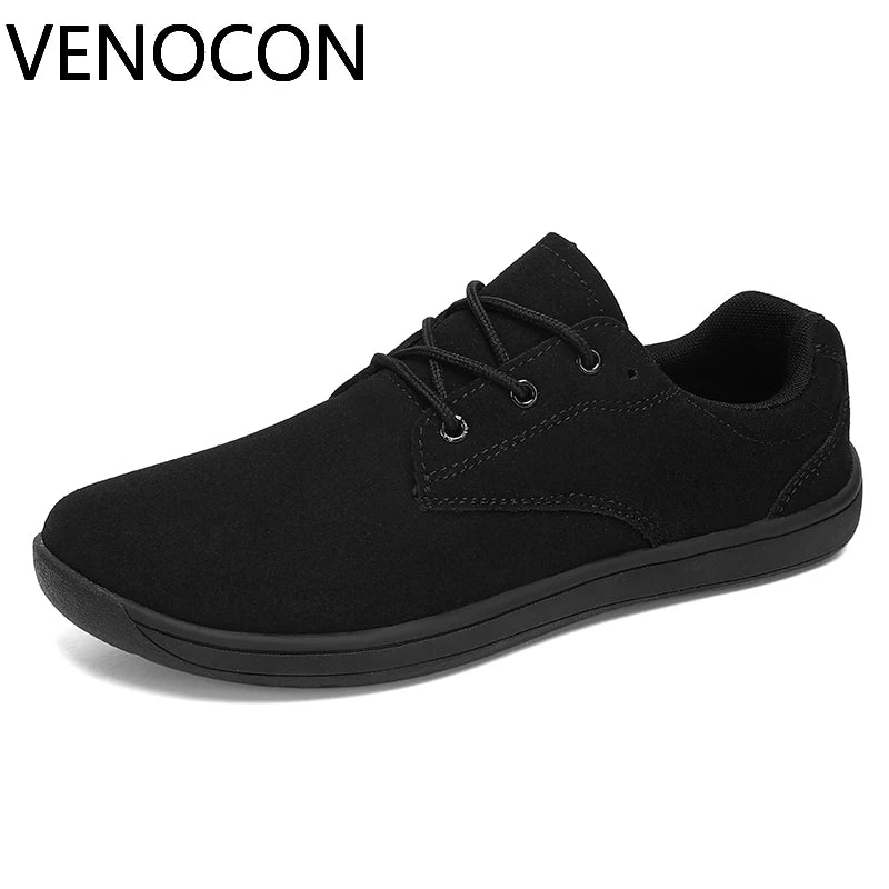 VENOCON Barefoot Men's Sneakers Wide Ball Toe Box Nose Feet Minimalist Cow Suede Leather Upper Casual Shoes Footwear For Man
