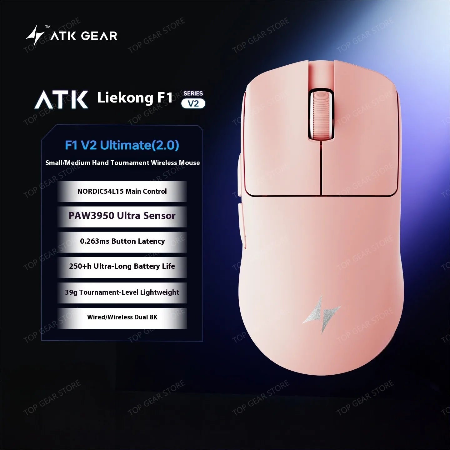 ATK F1 V2 Ultra MAX Gaming Mouse Wireless Tri-mode PAW3950 Double 8k Lightweight Ergonomics Esports Mouse Custom PC Accessory