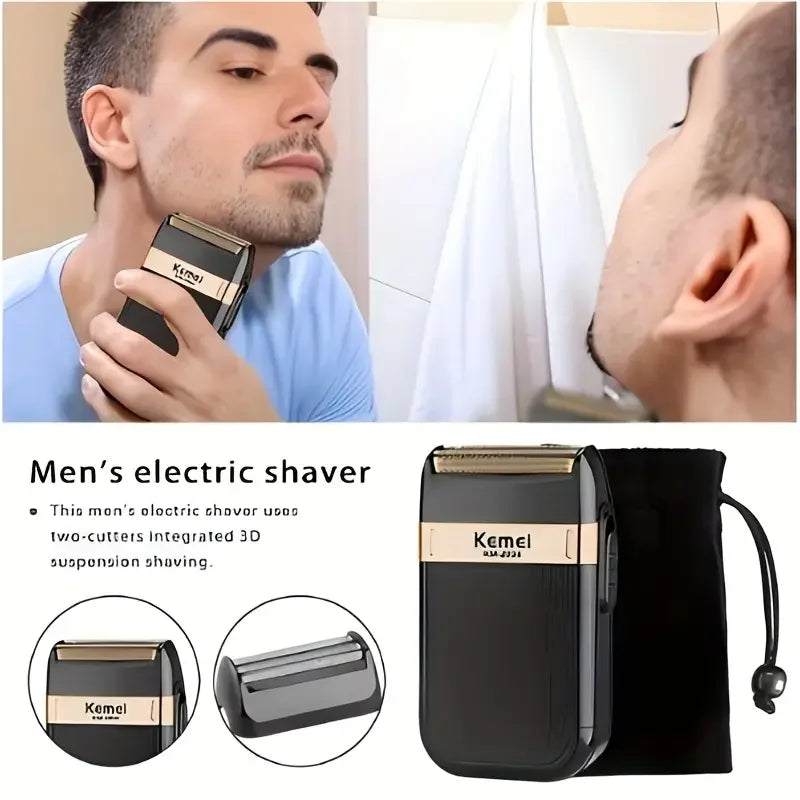 KEMEI Men's electric shaver, reciprocating double-blade head, rechargeable professional electric shaver for home use. KM-2024