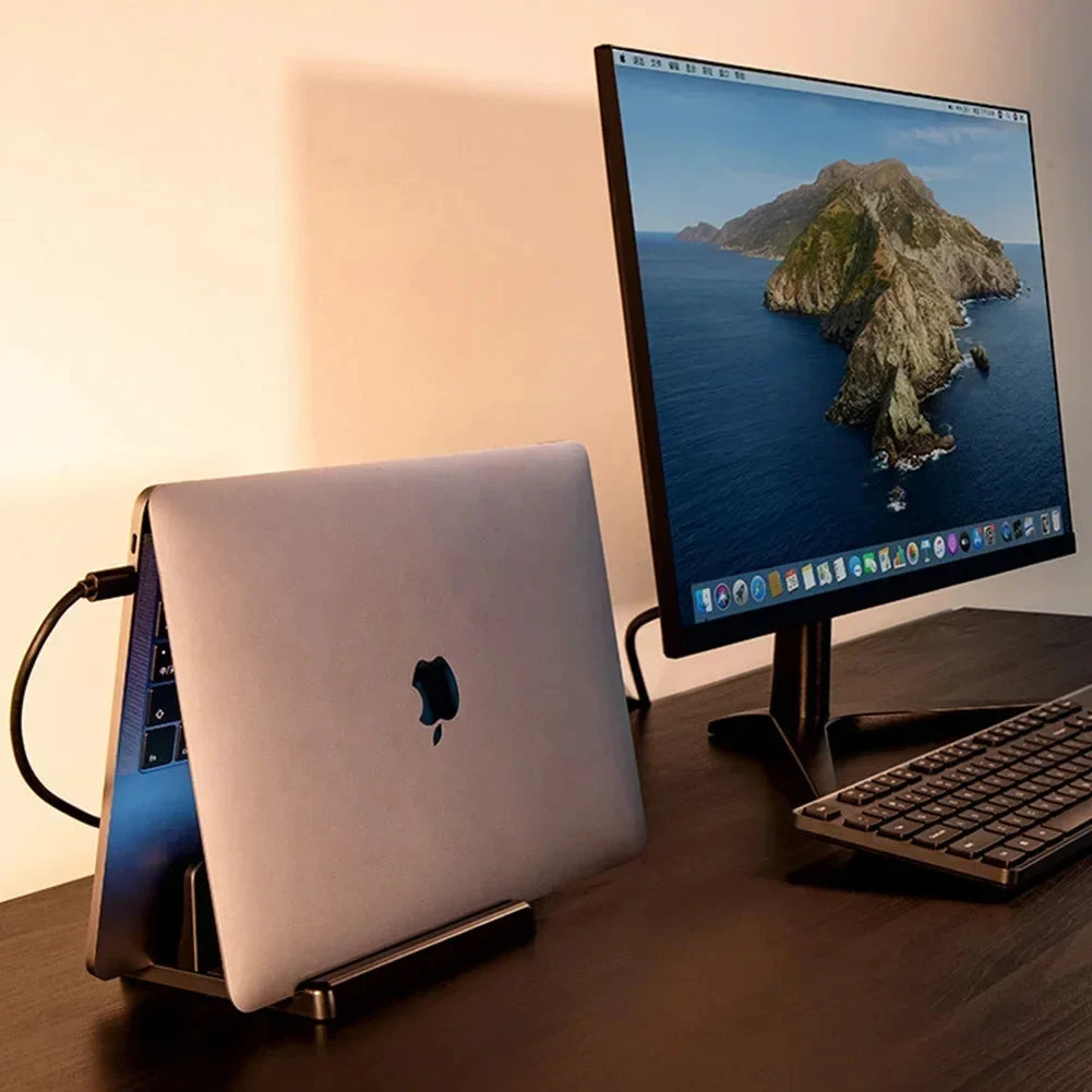 1pc Vertical Laptop Stand Adjustable Portable Tablet Phone Holder Plastic Desktop Laptop Storage Rack Space Save Accessory