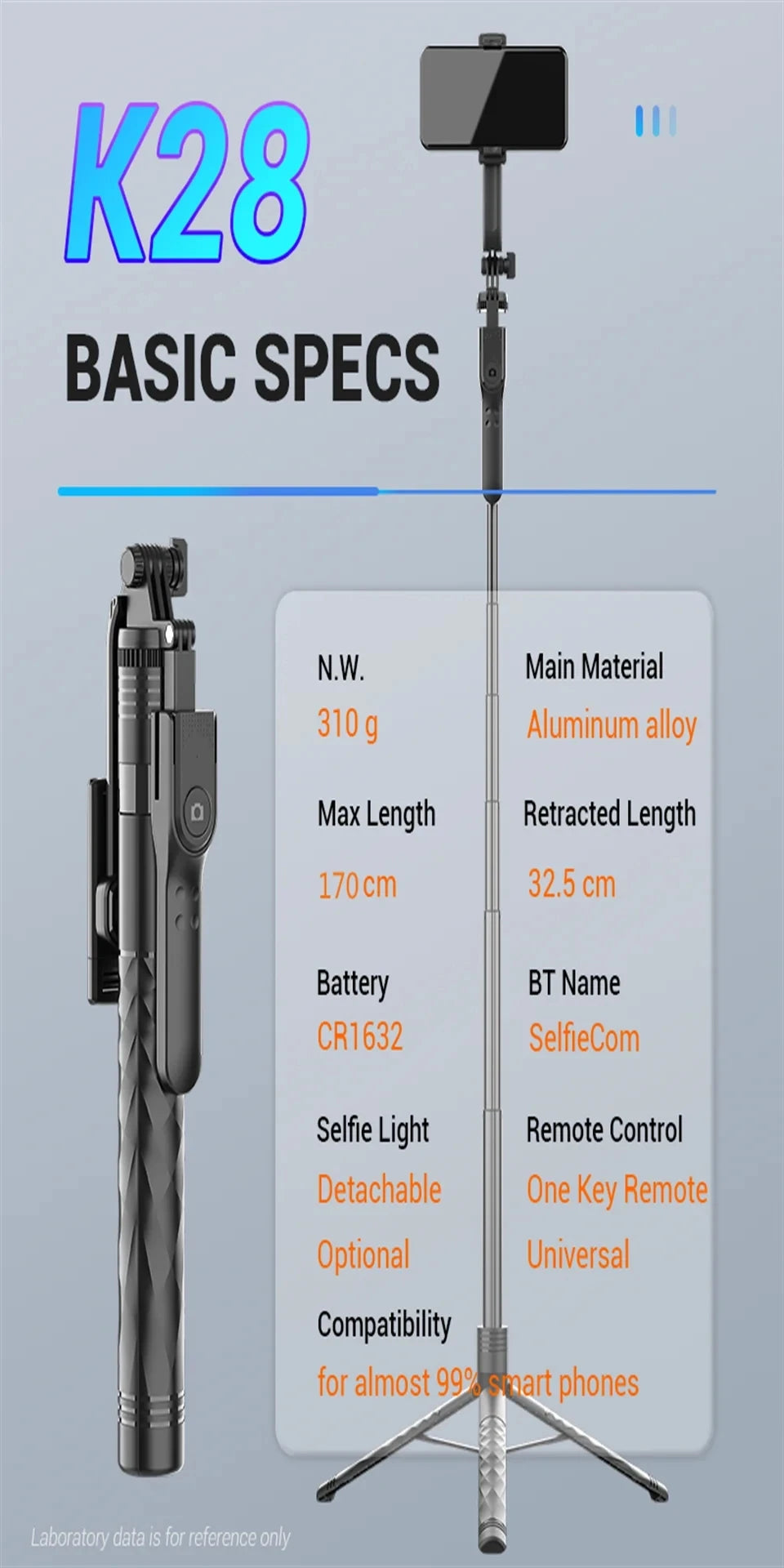 COOL DIER New 1.7M Wireless Selfie Stick Tripod Foldable Stand For Gopro Action Cameras Smartphones Balance Steady Shooting Live