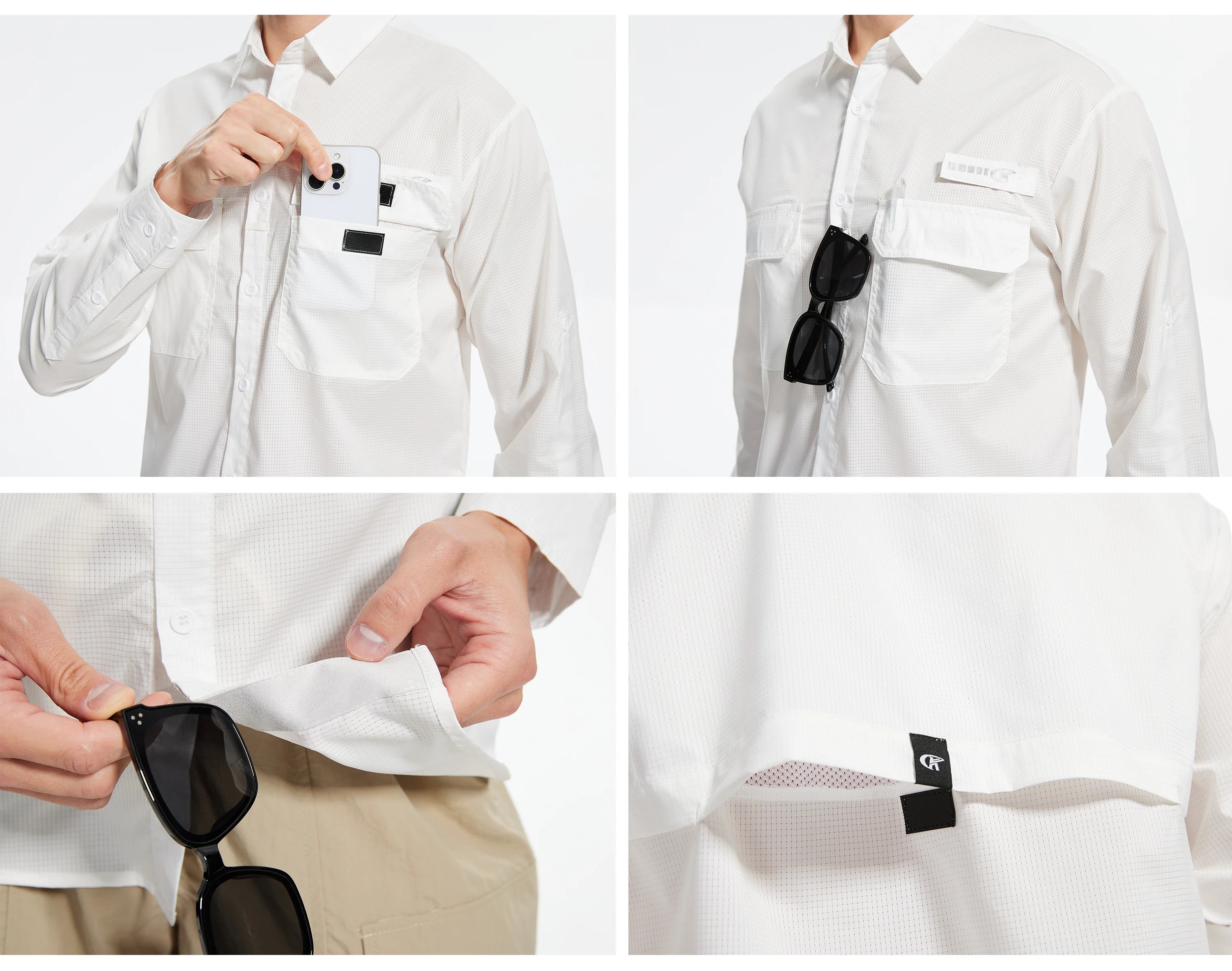 Summer Men's UPF 50+ Casual Long Sleeve Fishing Shirts, Lightweight Tactical Button Down Shirt with Breathable Back Mesh