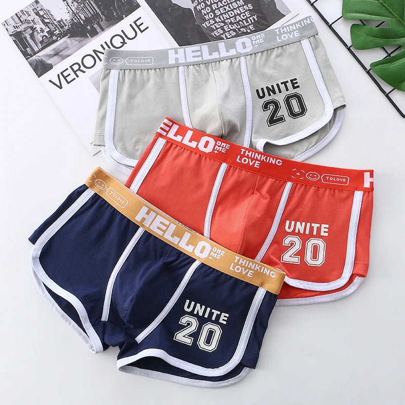 1/3pcs Men Underwear Sports Boxer Shorts Cotton Solid Color Sexy Panties Fashion Breathable  Comfortable Underpants man U Convex