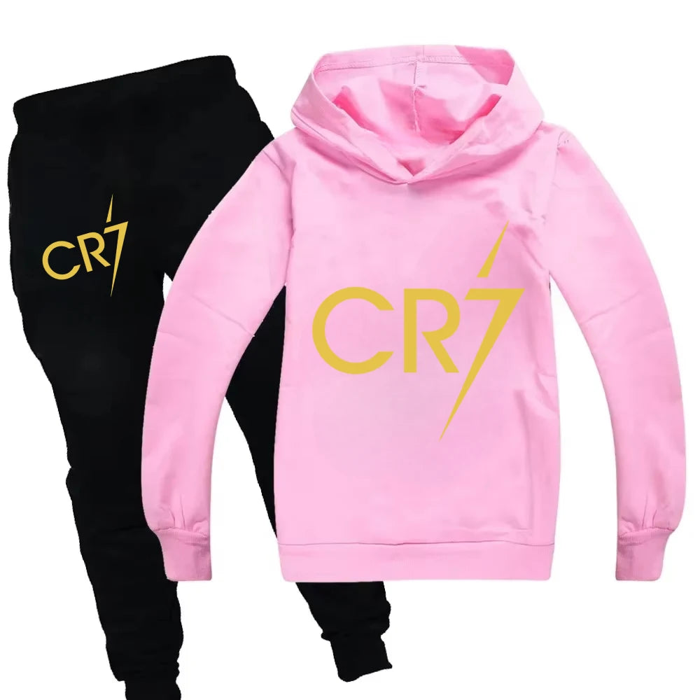 3-12 Years Kid's Clothes Hoodie +Pants Suit 2pcs Set Boy Tracksuit Spring Autumn Sweatshirt Set Football CR7 Children Sportsuit