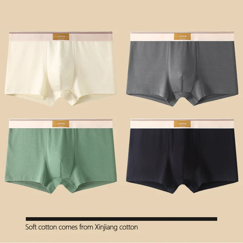 4 pcs Men Underwear Cotton BoxerShorts  Man Breathable Underpants Sexy Sports Comfort Male Boxers Size L-4XL