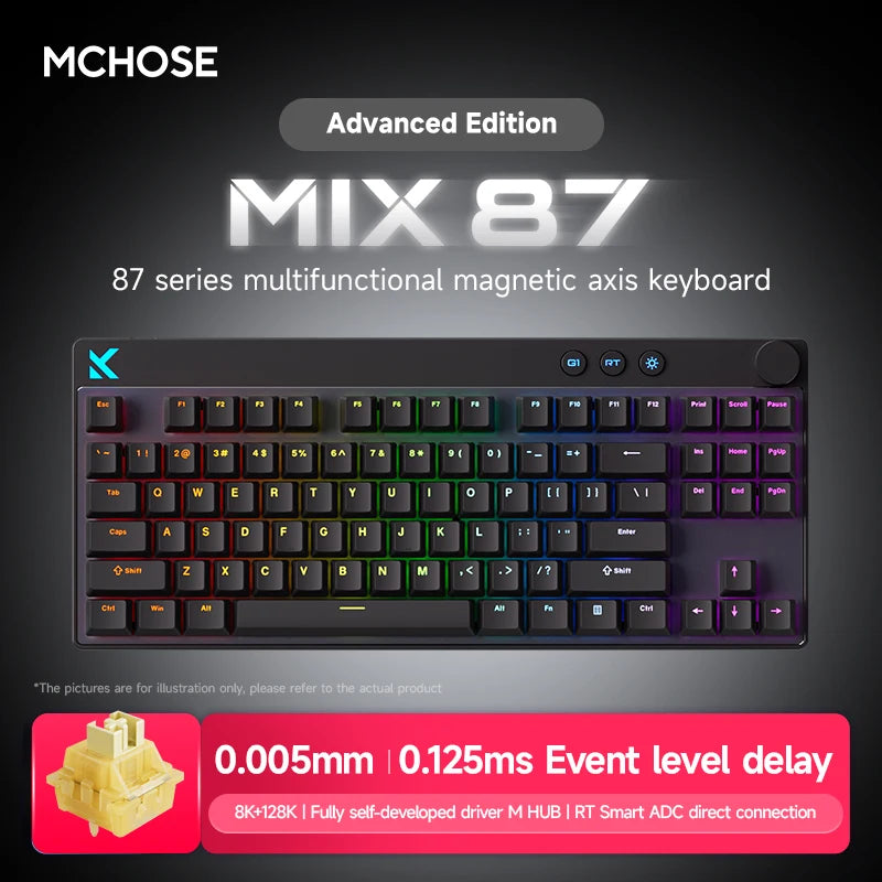 MCHOSE MIX87 Wired Gaming Keyboard Magnetic Swtich Keyboard 8K+256K Esport 0.08ms Low Latency E-Sports Custom Gamer Accessories