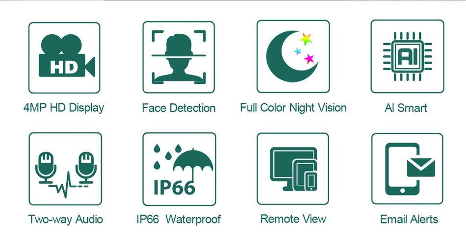 Techage HD 4MP AI POE IP Camera Two Way Audio IR Night Outdoor Waterproof CCTV Video Security Surveillance Camera For NVR Kit