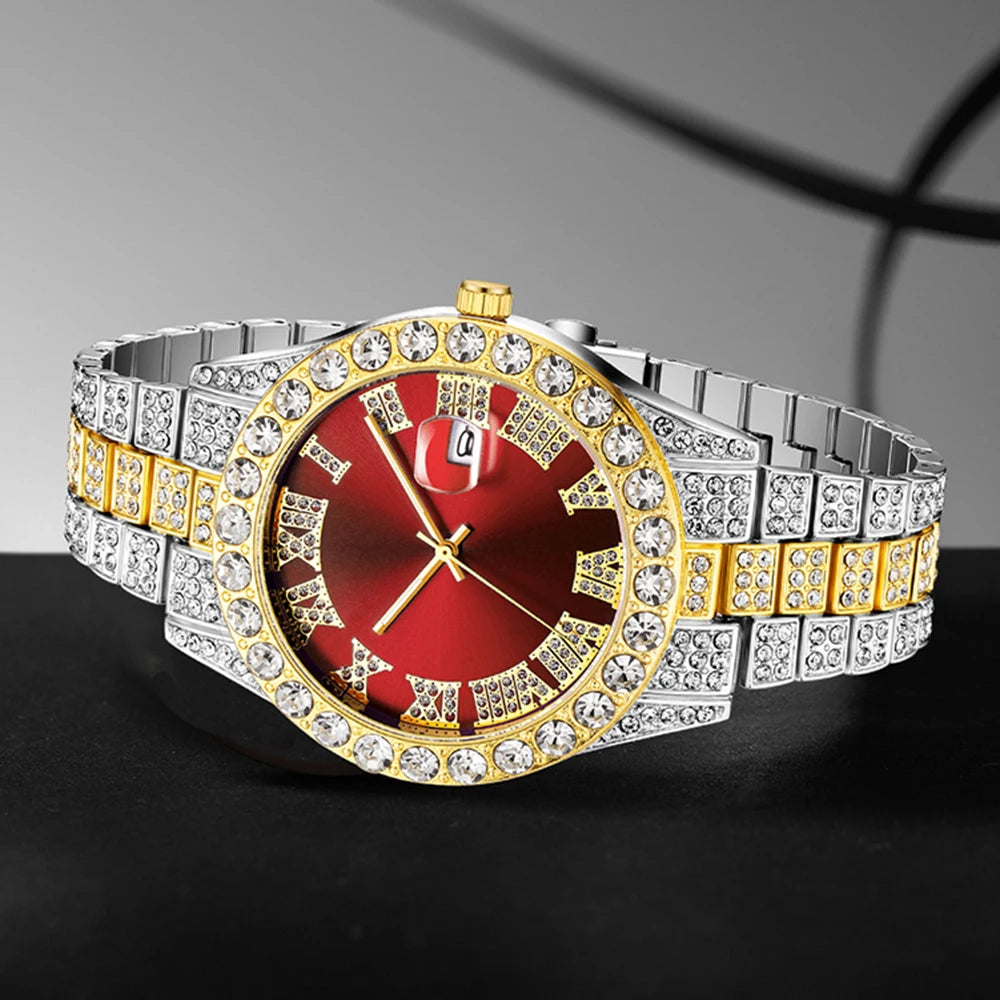 1PCS Women's Luxury Watch Set Trendy Luxury with Calendar and Water Diamond Quartz Watch Suitable for Daily Clothing Matching
