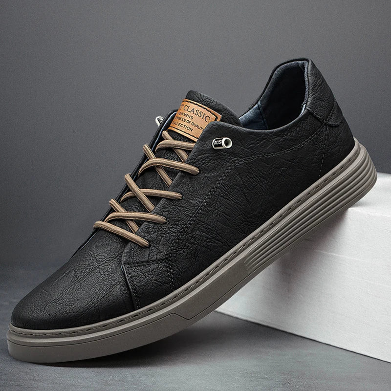 Italian Brand Black Genuine Leather Oxford Shoes UNISEX Casual Shoes Lace Up Flat Sneakers  Luxury Shoes for Men Big Size: 36-47