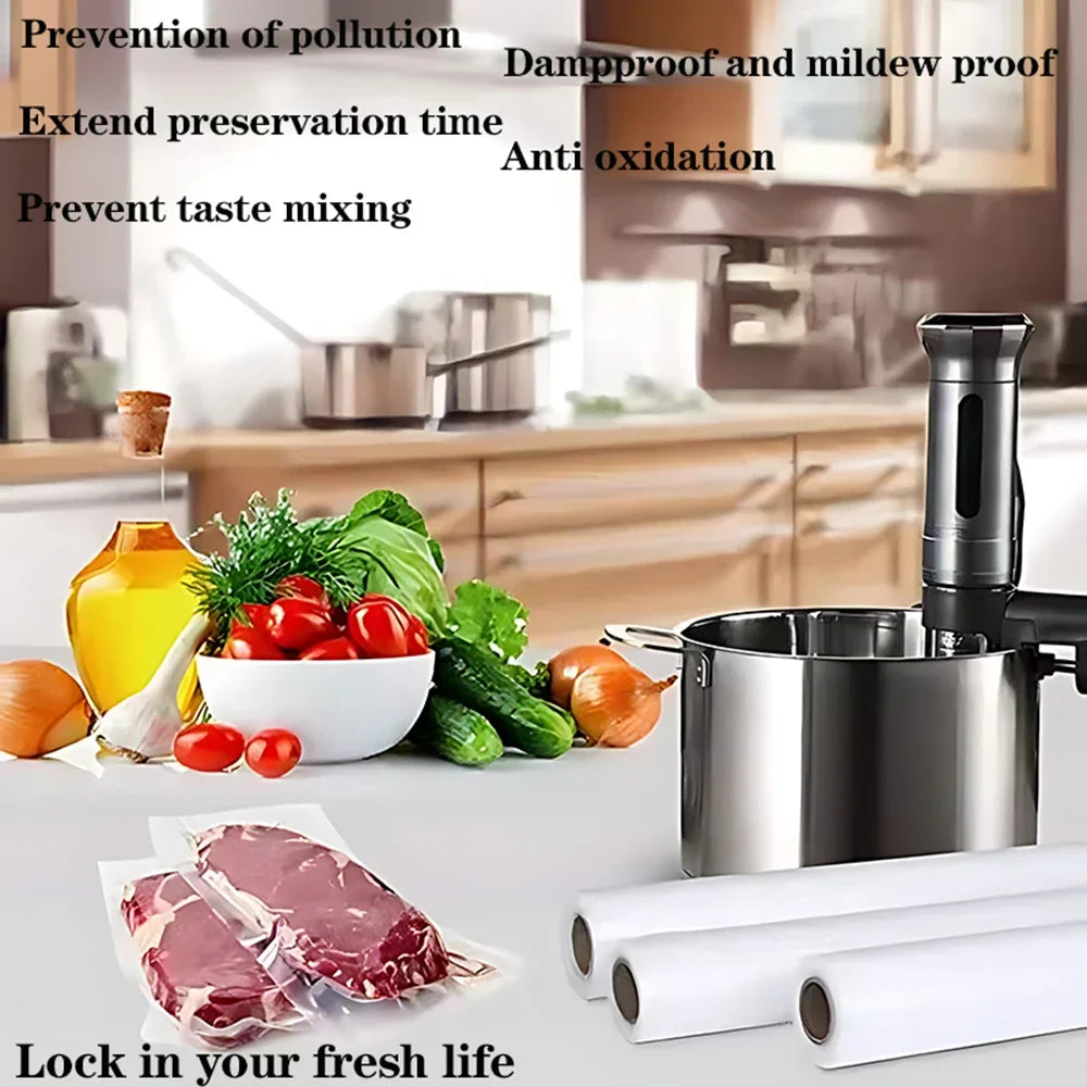 Vacuum Sealer Bags Roll Food Storage Sous Vide Kitchen Packaging 12-30cm Width 5m Length Airtight Freshness Bags
