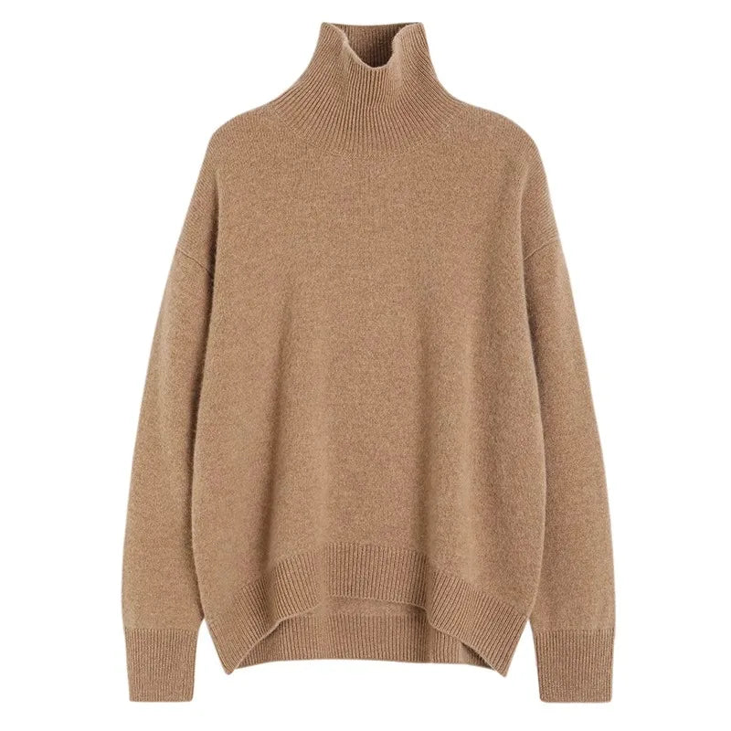 2024 Autumn and Winter New Thick Cashmere Sweater Women High Neck Pullover Sweater Warm Loose Knitted Base Sweater Jacket Tops