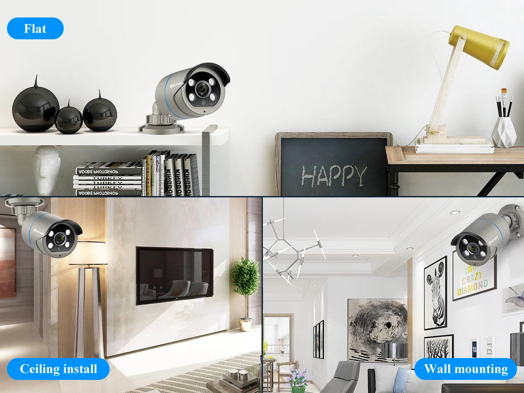 Techage HD 4MP AI POE IP Camera Two Way Audio IR Night Outdoor Waterproof CCTV Video Security Surveillance Camera For NVR Kit