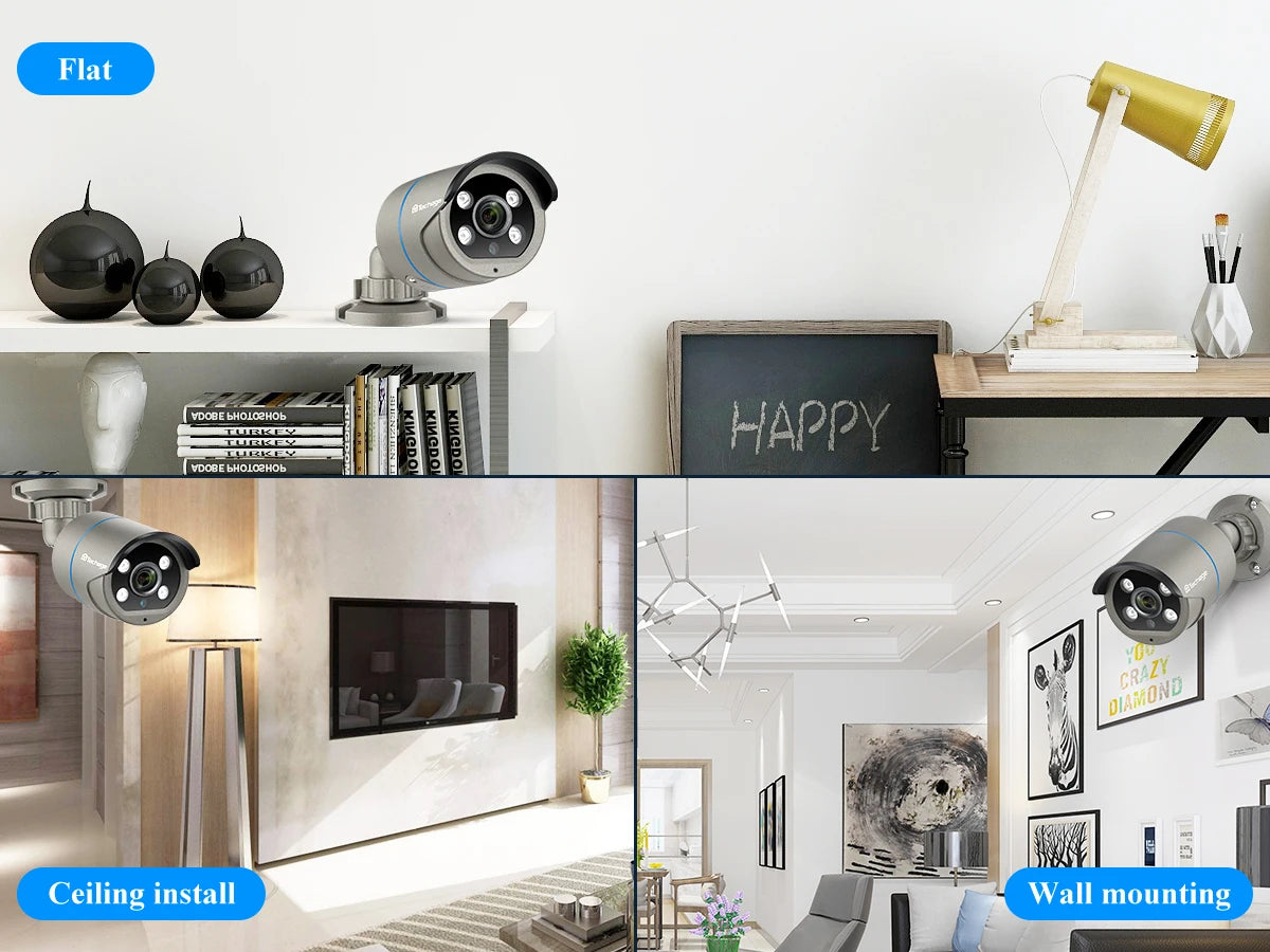 Techage HD 4MP AI POE IP Camera Two Way Audio IR Night Outdoor Waterproof CCTV Video Security Surveillance Camera For NVR Kit