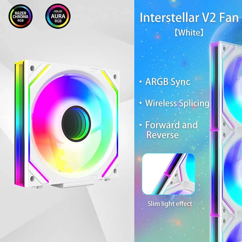 [Colorful Glowing Blade] Jungle Leopard Interstellar V2 ARGB Fan 120mm - Infinity Mirror, 5V3pin RGB, PWM Daisy Chain, Gaming PC