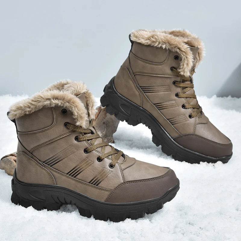 2024 New Winter men boots  Slippers Warm Men Shoes Waterproof Non-Slip Plush Sneakers Male  leather Boots Plus size  48