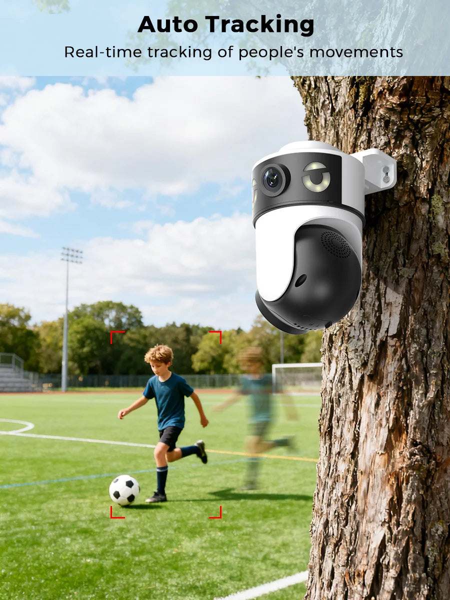 Outdoor 5K 10MP PTZ WiFi Camera Dual 2.4G+5Ghz Dual Lens 8MP 4K HD Dual Screen Auto Tracking Security Surveillance
