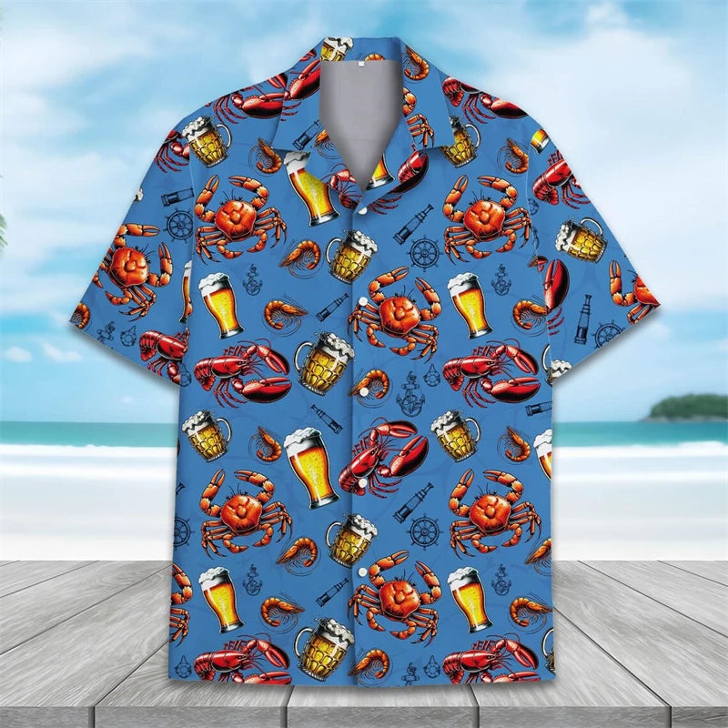 2025 Summer Animal Graphic Men Hawaiian Shirt 3d Shirt For Men Flower Print Plus Size Hawaiian Shirts Beach Flower Camisa