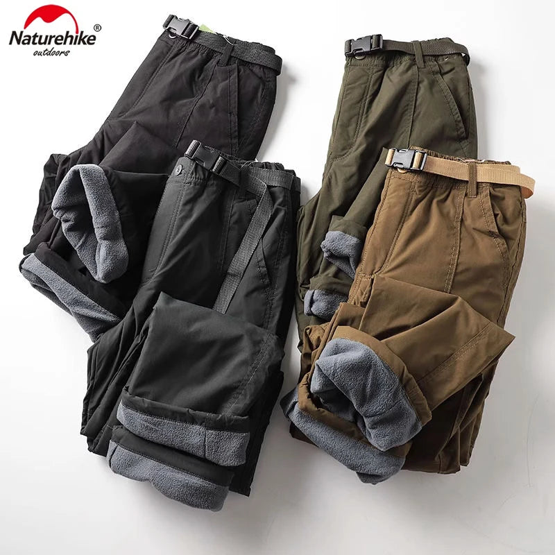 Naturehike Tooling Pants Thick Waterproof Fleece Cargo Pants Men Women Outdoor Multi-pockets Loose Straight Overall Trousers
