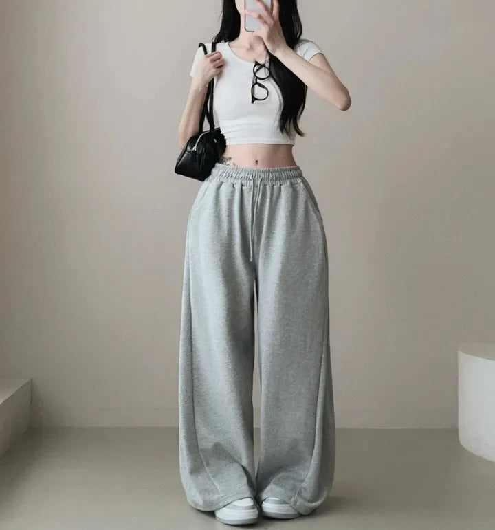 Women Bf Hip Hop Y2k Drawstring Printing Sweatpants Women Fashion Streetwear Sports Trousers Loose Casual Wide Leg Pants