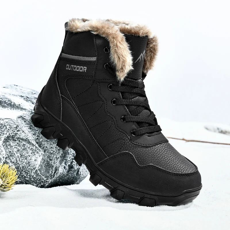 2024 New Winter men boots  Slippers Warm Men Shoes Waterproof Non-Slip Plush Sneakers Male  leather Boots Plus size  48