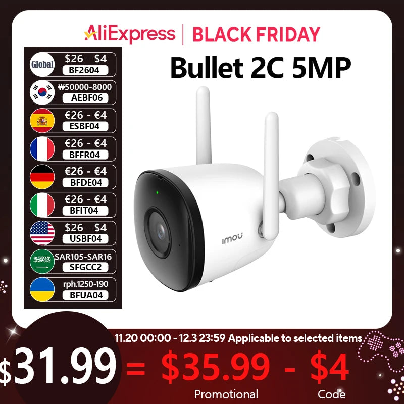 IMOU Outdoor Bullet 2C 5MP Wifi Camera Weatherproof AI Human Detection Outdoor Surveillance ip Camera