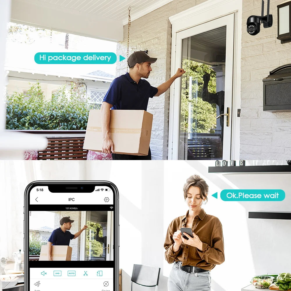 BESDER 8MP 4K PTZ IP Camera 8x Zoom Dual-Lens Human Detect CCTV Camera 4MP Smart Home Outdoor Wifi Surveillance Camera ICSEE APP