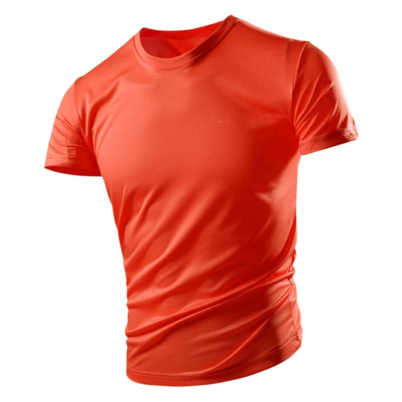 New Summer Men's And Women's Half-sleeved Ice Silk Breathable Sports Fitness Sweat-absorbing Quick-drying Short-sleeved T-shirt