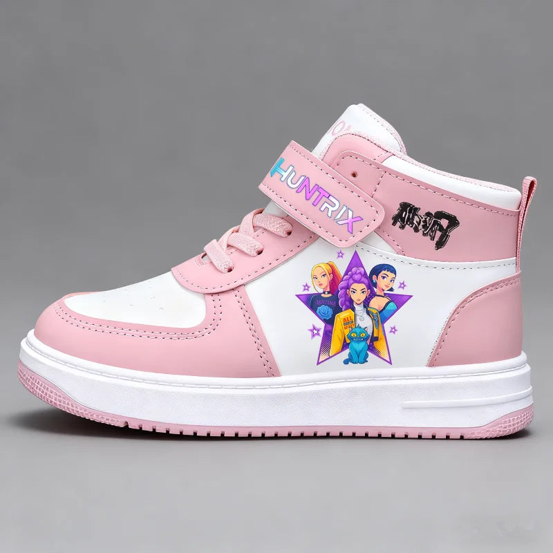 KPop Demon Hunters Kids Sneakers Girls Casual Shoes Children's Cute Cartoon Toddler Student Running Sports Shoes Size 26-37