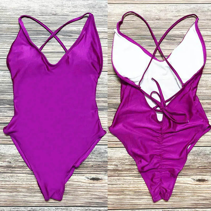 Sexy Padded One Piece Swimsuit Women Swimwear Solid Bathing Suit monokini Swimming Suit Summer Beachwear maillot de bain femme