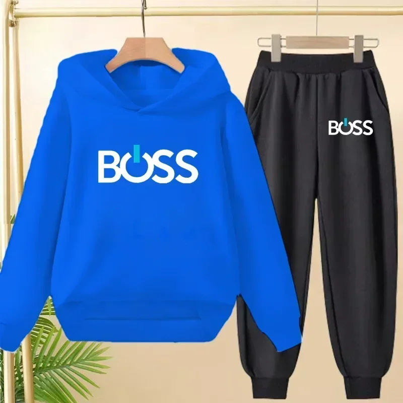 Spring Autumn Children Clothes Leisure Letter Print 2pcs Hoodie+Pants Tracksuits 3-13 Years Boys Girls Outfits Streetwears