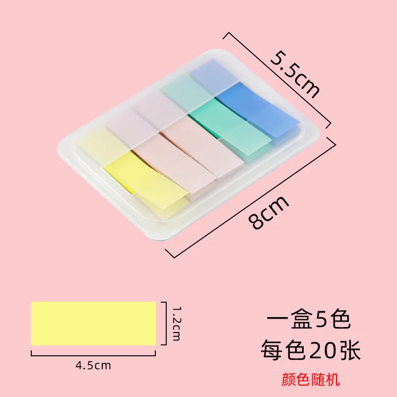 100 Sheets of Waterproof Colored Transparent Sticky Notes , Pads for Planner Home & Office School  Mini Self-Adhesive Post Note