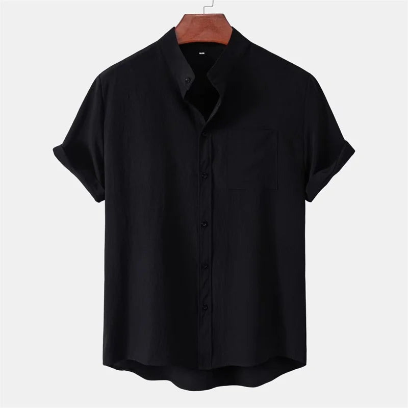 Men's Short Sleeve Collar Shirt Casual Shirt Summer Clothing Black & White Plus Size Brand New Clothing Top