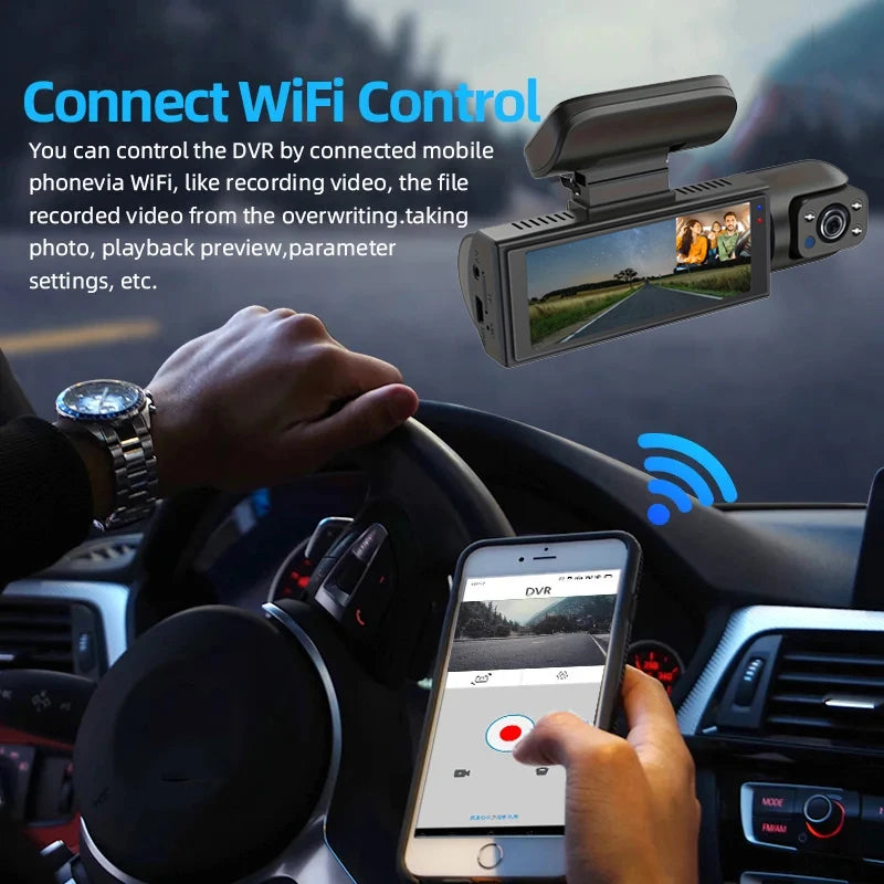 Dash Cam for cars 1080P Car DVR Video Recorder Dual car camera Front Inside View Camera Loop Recording WiFi Monitor Dashcam