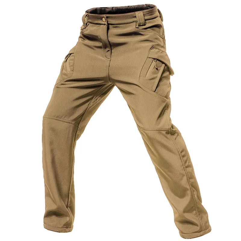 Men's Fleece Lined Winter Warm Tactical Pants Waterproof Hiking Casual Thermal Work Cargo Pants Insulated Skiing Outdoor Sports