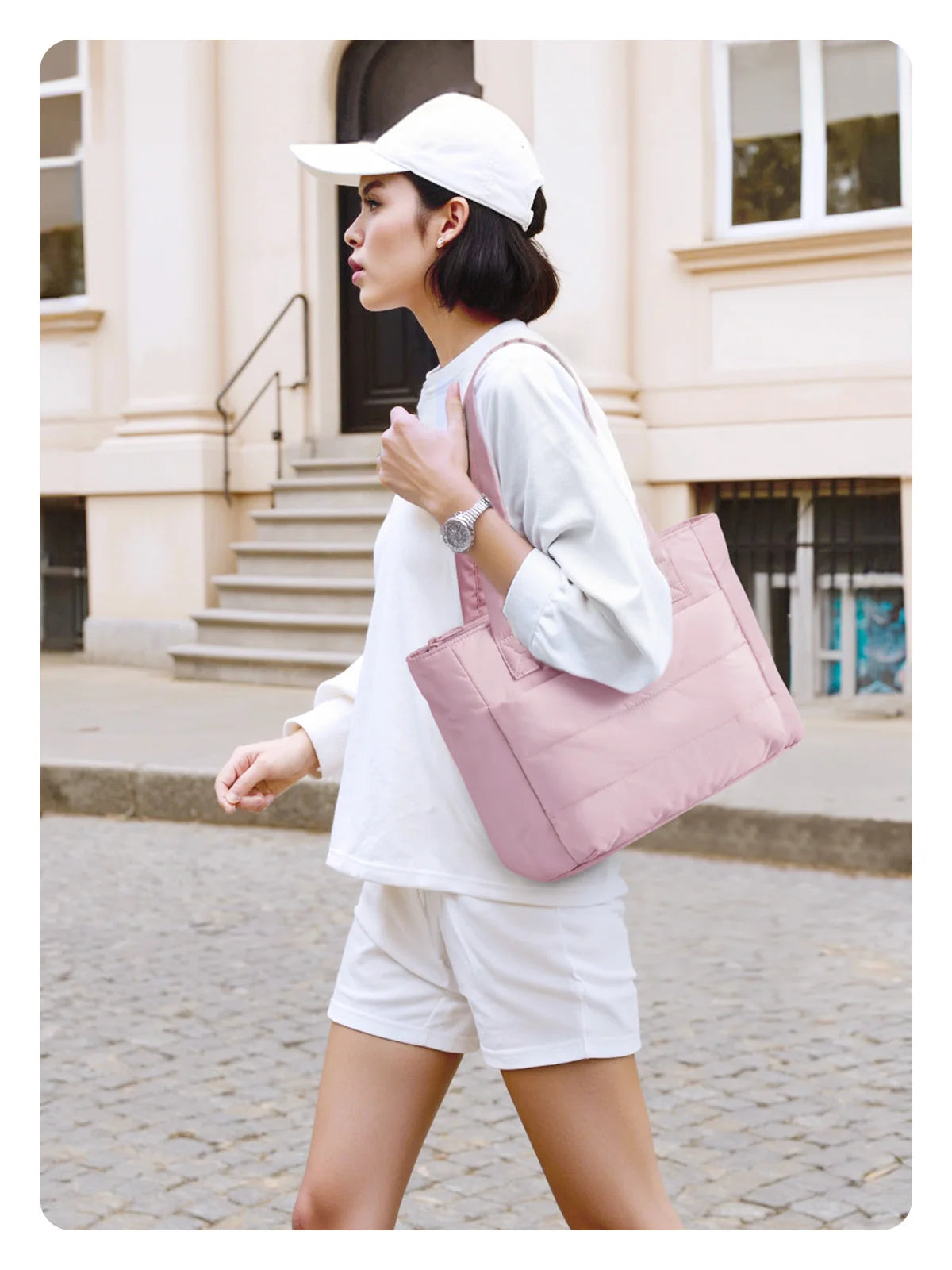 BAGSMART Women's Tote Bag Simple Travel Bag Casual Commuting Messenger Handbag Student College Shoulder Bag