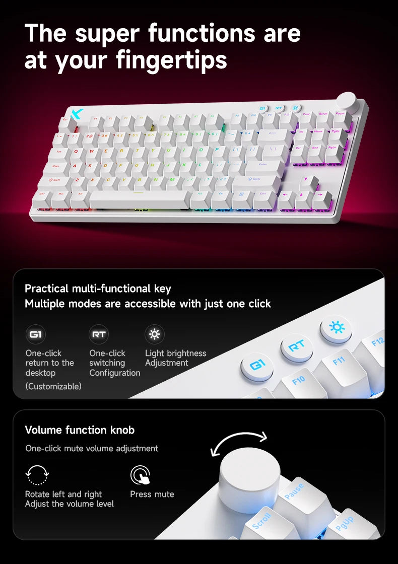 MCHOSE MIX87 Wired Gaming Keyboard Magnetic Swtich Keyboard 8K+256K Esport 0.08ms Low Latency E-Sports Custom Gamer Accessories
