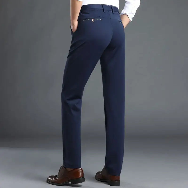Elastic Waist Dress Pants Men, Professional Office Trousers Wrinkle Resistant, Spring Autumn Slim Fit Thin Business Chino Pants