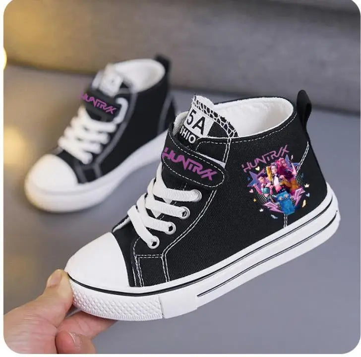 New KPop Demon Hunters Rumi Children's Canvas Shoes For Girls Boys High Top Shoes  Kids Sneakers Casual Tennis Shoes 23-36 Size