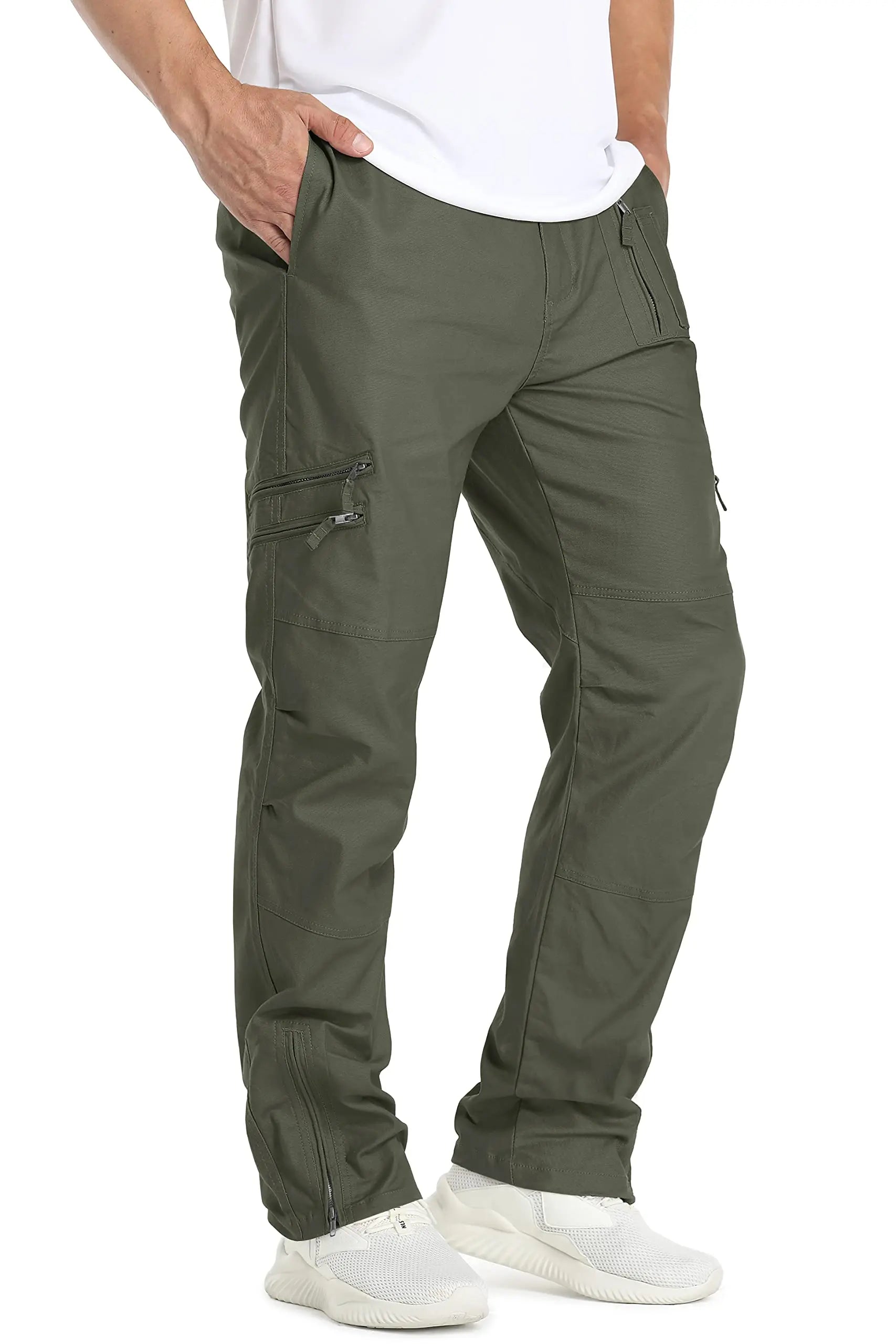 TACVASEN Safari Ripstops Multi-Pockets Work Pants Mens Outdoor Cargo Pants Spring Autumn Casual Cotton Hiking Combat Trousers