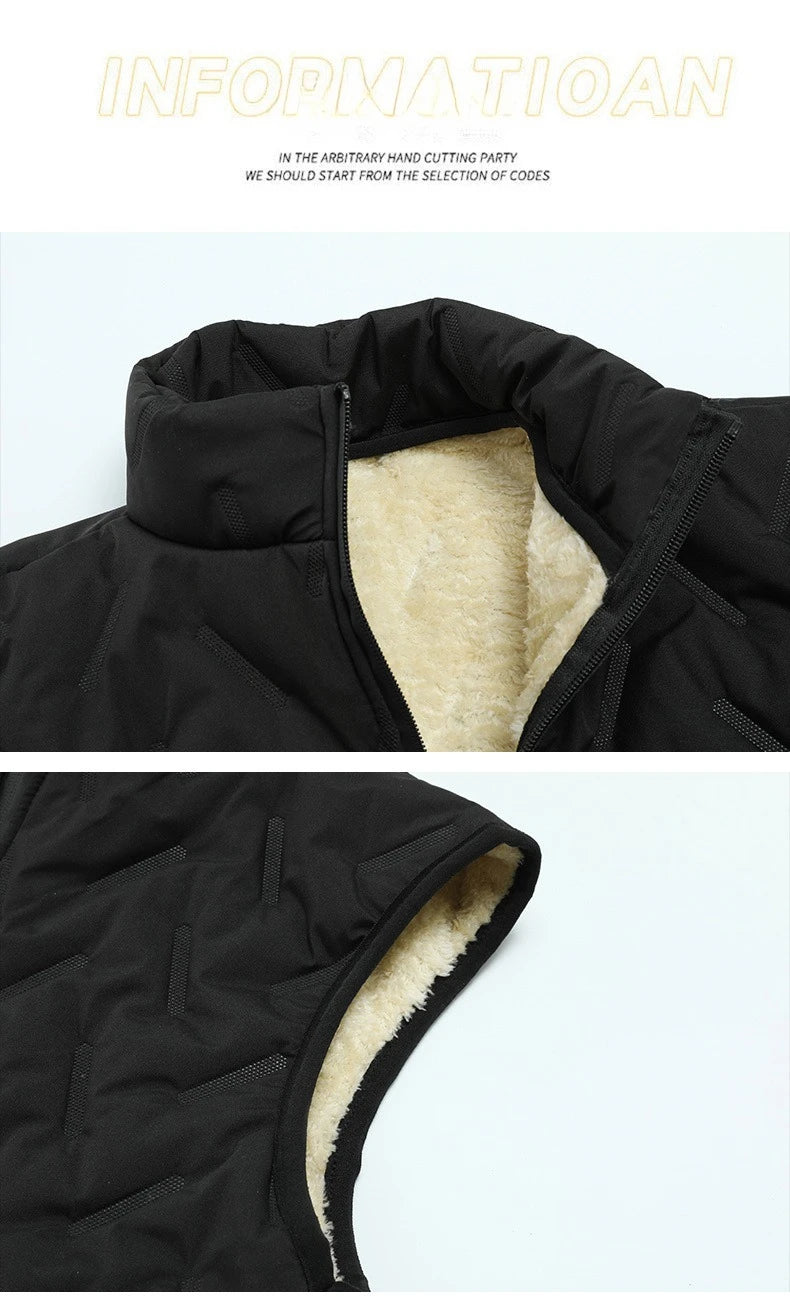 Men's Winter 1-3Pc Tracksuit Set Warm Thickened Jacket Pants Vest Matching 3pcs Fashion Casual Loose Fleece-Lined Outfit For Man