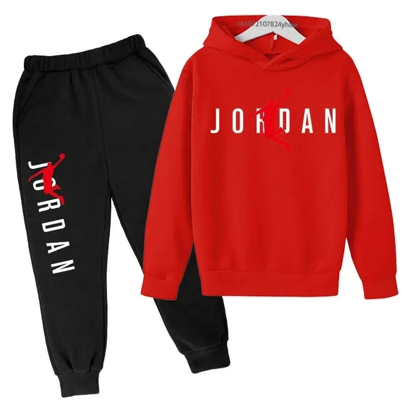 Kids 2pcs Hoodie Pants Tracksuit Set Letter Print Leisure Streetwear Spring Autumn Clothing for Boys And Girls 3-13 Years