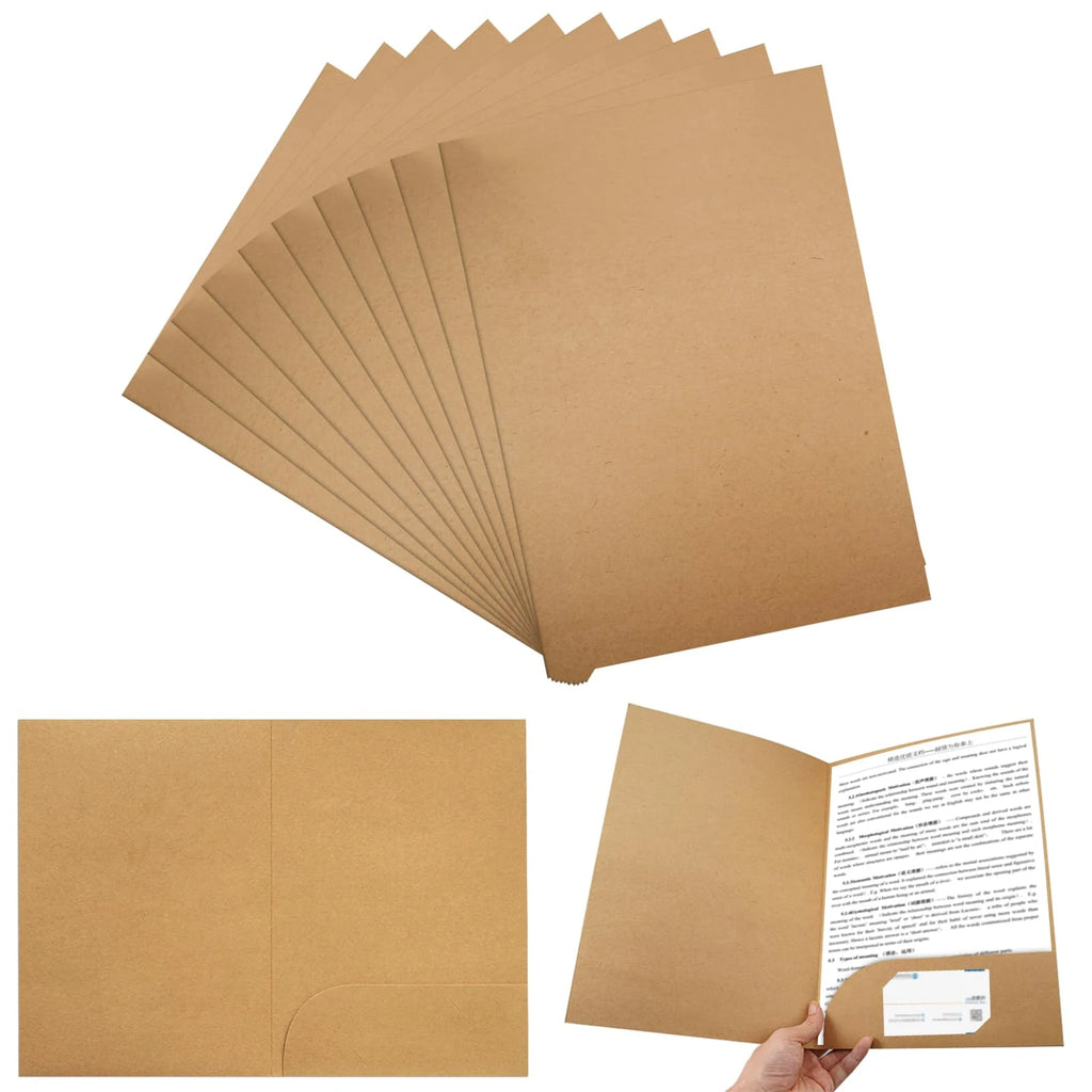 10pcs Kraft Paper Document Holder With Pockets Thick A4 Presentation Folder For Office School Supplies Stationery